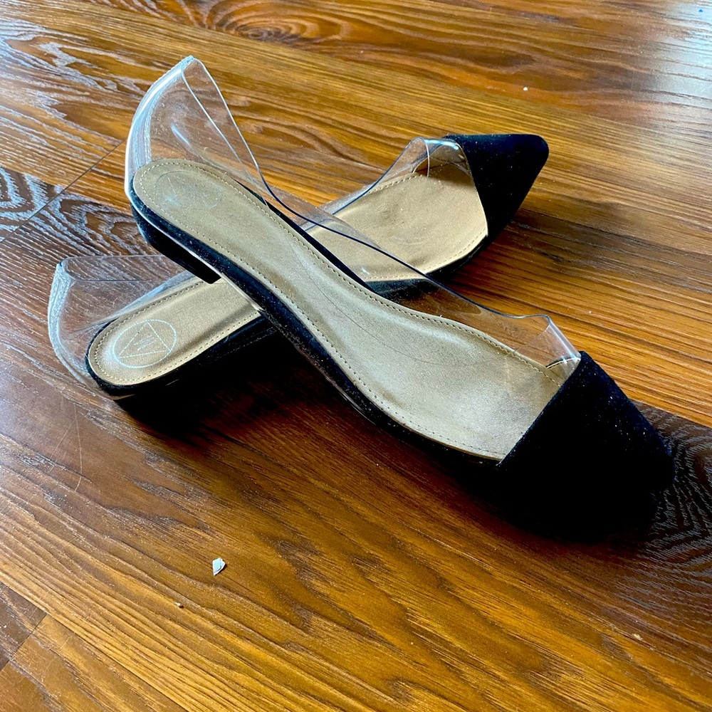 Missguided Faux Suede Black Toe PVC Flats